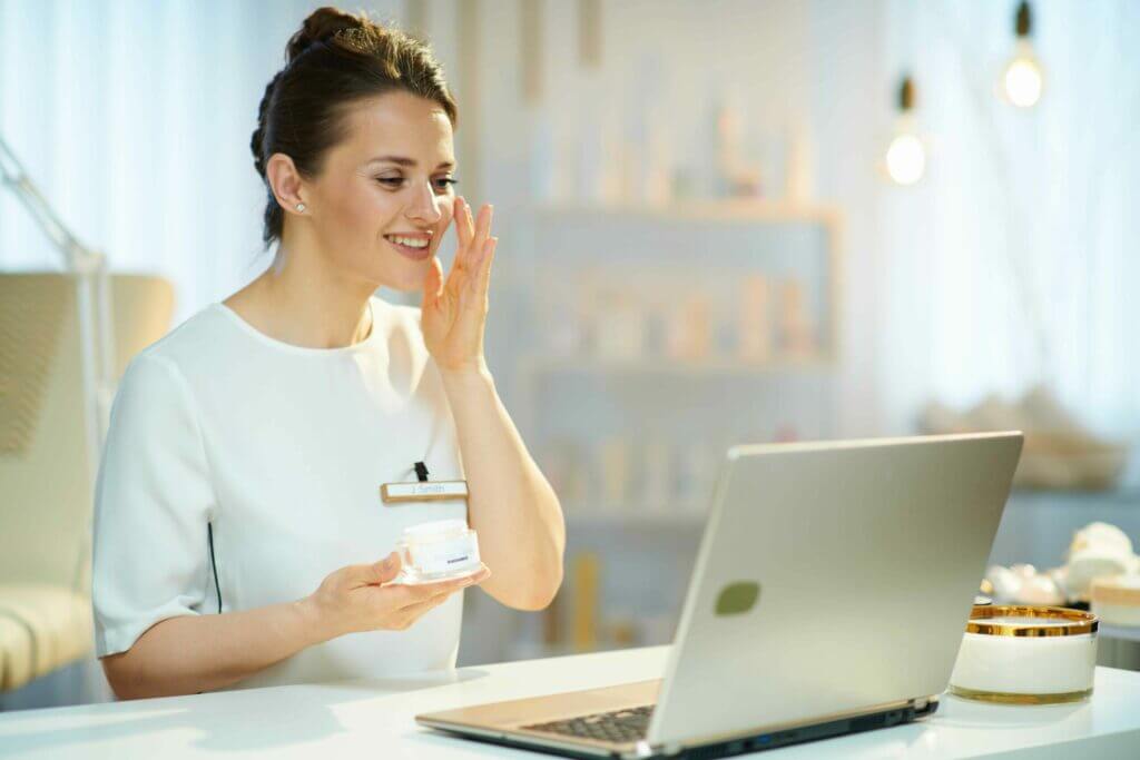 A Woman Getting Consultation on skin cream virtually | Virtual Skincare Consultation | SavvyDerm Skin Clinic in Millville, DE